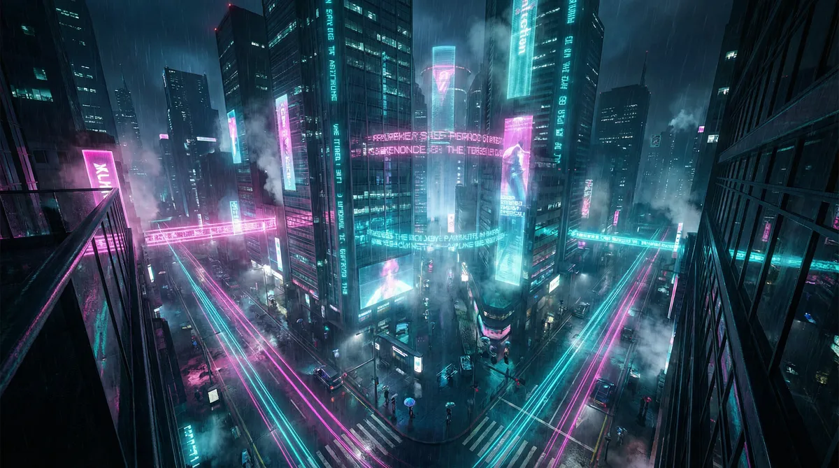 奇门遁甲2完整版电影 竖屏短剧平台首页背景 - 赛博朋克都市夜景